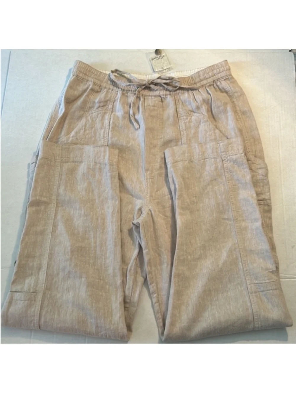 Free People Small Pants Feelin' Good Linen Blend Utility Pockets in Natural NWT